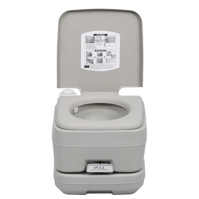 vidaXL Преносима тоалетна за къмпинг, сива, 10 + 10 л