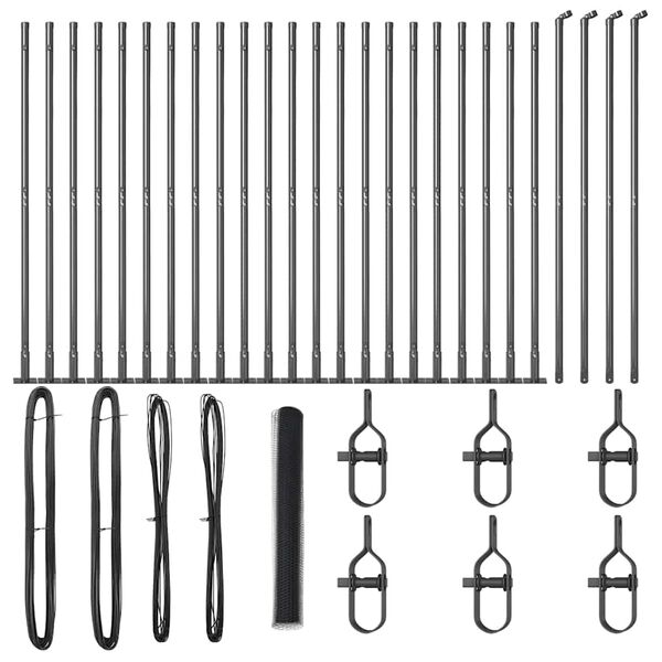 vidaXL Стълб за ограда. Сив 50 x 1,2 м (25 мм мрежа) Стомана и PVC