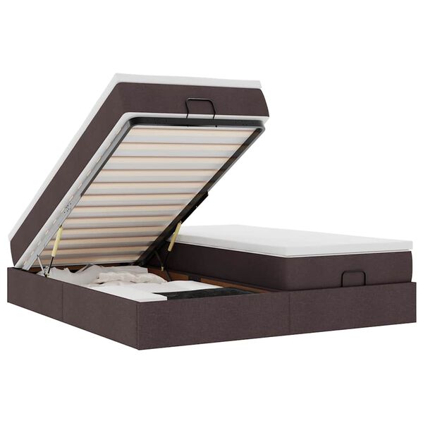 vidaXL Османска легло с матраци, тъмнокафяво, 160x200 см, плат