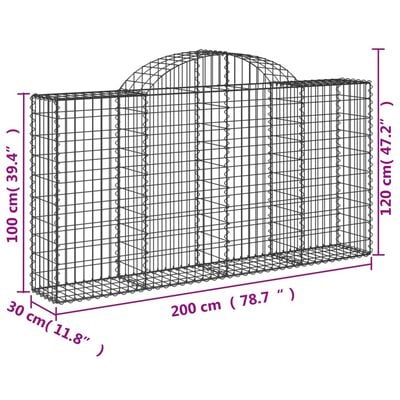 vidaXL Габионни кошници арка 7 бр 200x30x100/120 см поцинковано желязо