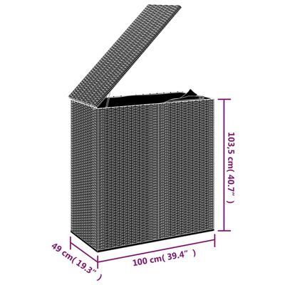 vidaXL Кутия за градински възглавници PE ратан 100x49x103,5 см кафява