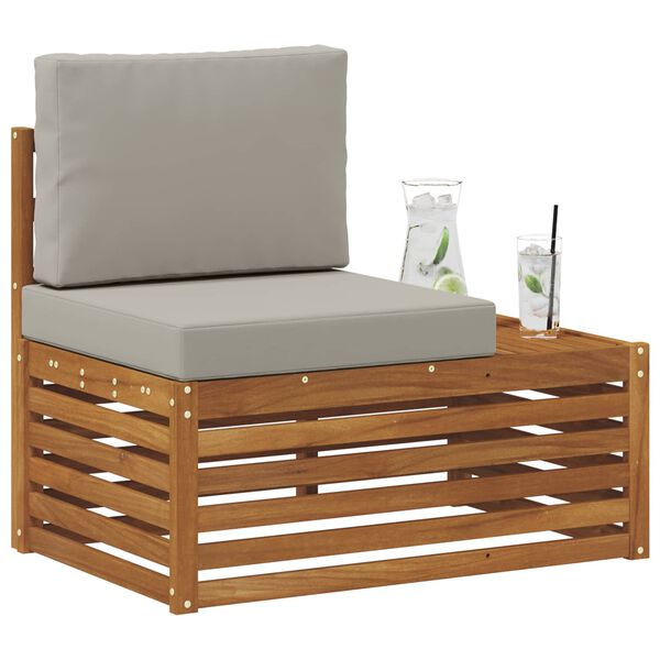 vidaXL Външен край на диван с възглавница Естествен 91 x 63 x 73 см