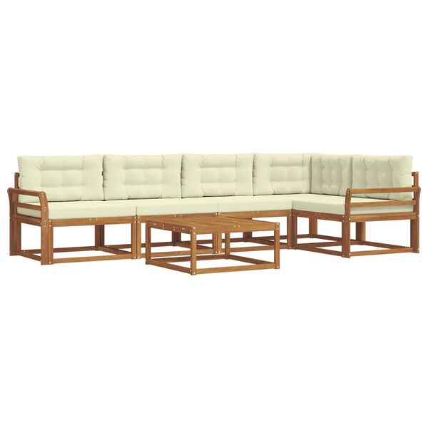 vidaXL Комплект дивани за открито 6 pcs Натурален и Крема