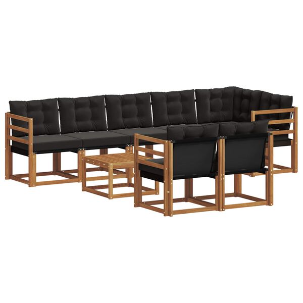 vidaXL Комплект дивани за открито 9 pcs Естествено и черно