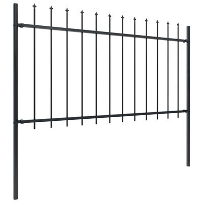vidaXL Градинска ограда с пики, стомана, 1,7x1 м, черна