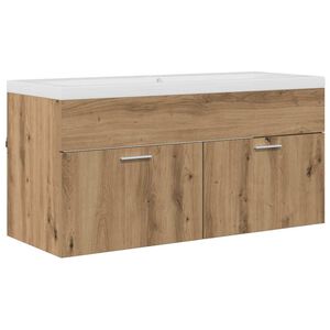vidaXL Шкаф за баня Дъб 100 x 38,5 x 46 cm Инженерна дървесина