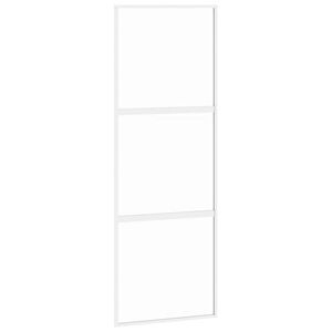 vidaXL Плъзгаща се врата, бяла, 76x205 см, закалено стъкло и алуминий