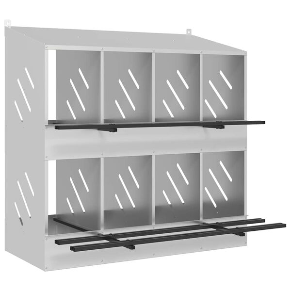 vidaXL Кутия за гнездене на пилета с 8 отделения, галванизиран