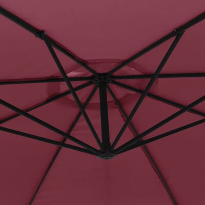 vidaXL Градински чадър с чупещо рамо и алуминиев прът, 350 см, бордо