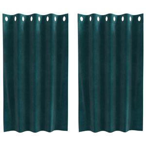 vidaXL Затъмняващи завеси 2 pcs Тъмен зелен 140 x 140 cm Кадифе