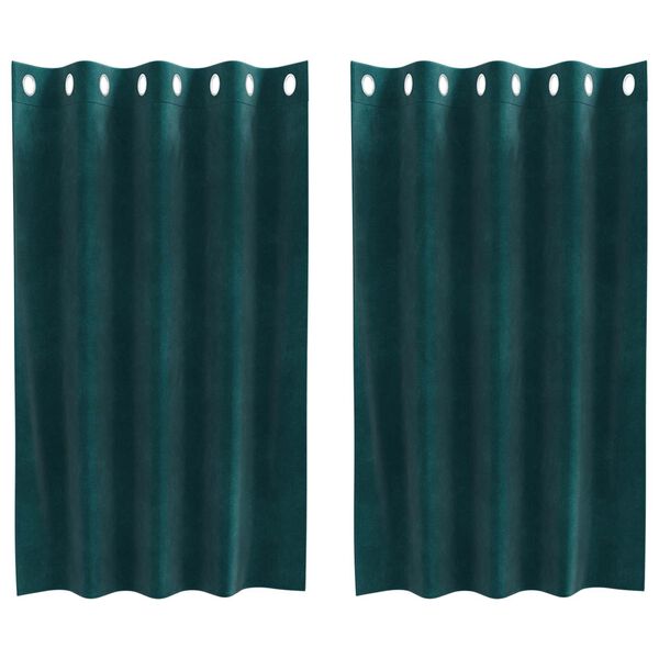 vidaXL Затъмняващи завеси 2 pcs Тъмен зелен 140 x 140 cm Кадифе