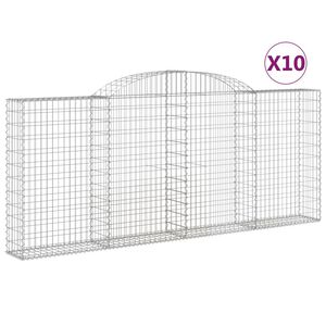 vidaXL Габионни кошници арка 10 бр 300x30x120/140см поцинковано желязо