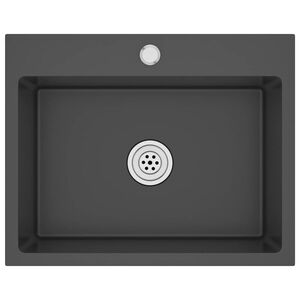 vidaXL Ръчно изработена кухненска мивка, черна, неръждаема стомана