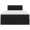 vidaXL Легло с място за съхранение и LED Черно 120 x 190 cm Изкуствена