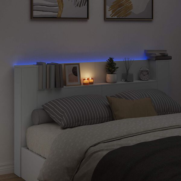 vidaXL Облегалка за глава Бяло 180 x 16,5 x 103,5 cm Инженерно дърво