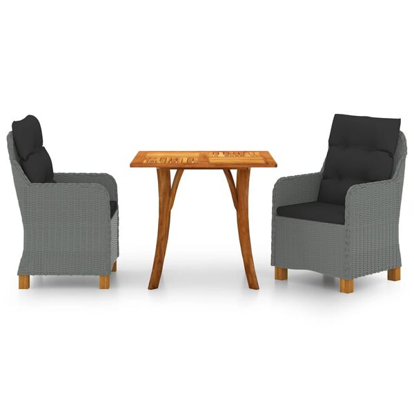 vidaXL Градински трапезен комплект, 3 части, светлосив