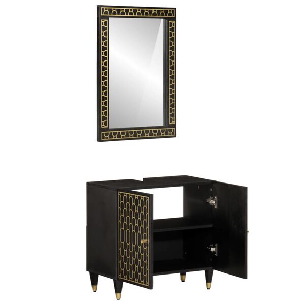 vidaXL Комплект мебели за баня, 2 части, масивна мангова дървесина