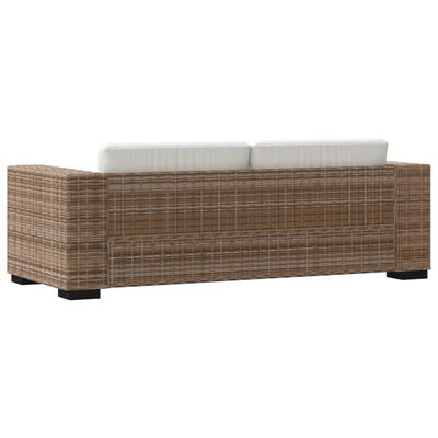 vidaXL Триместен диван, комплект от осем части, естествен ратан