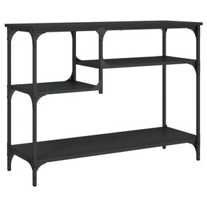 vidaXL Конзолна маса с рафтове, черна, 100x35x75 cм