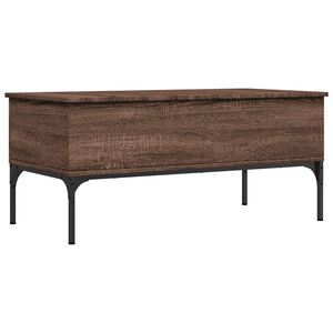 vidaXL Маса за кафе, кафяв дъб, 100x50x45 см, инженерно дърво и метал