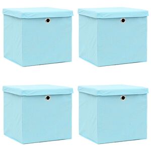vidaXL Кутии за съхранение с капаци 4 бр 28x28x28 см бебешко синьо