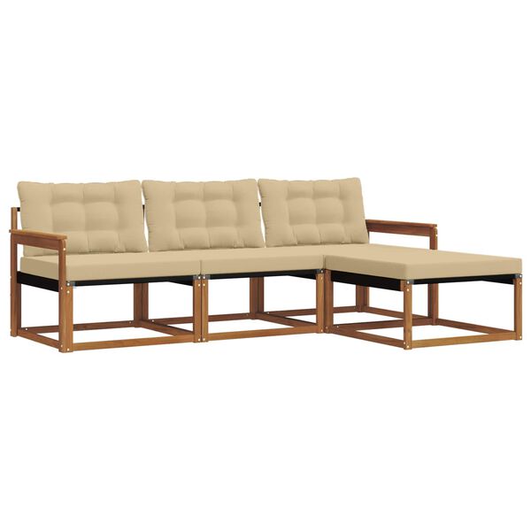 vidaXL Комплект дивани за открито 4 pcs Натурален и Бежов
