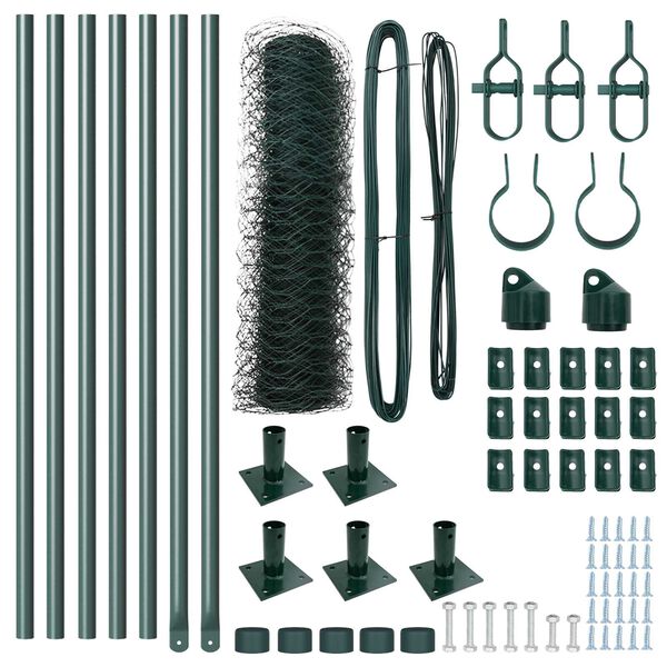 vidaXL Стълб за ограда. Зелен 10 x 0,8 м (мрежа 36 мм) Стомана и PVC