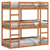 vidaXL Триетажно легло, восъчнокафяво, 75x190 см, борово дърво масив