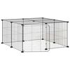 vidaXL Клетка за животни с врата, 12 панела, черна, 70x70x35 см, стомана