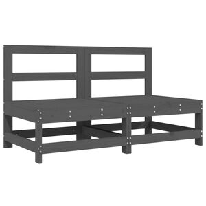 vidaXL Градински средни дивани, 2 бр, сиви, бор масив