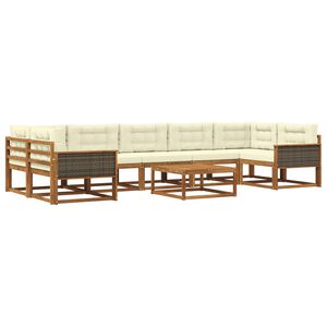 vidaXL Комплект дивани за открито 8 pcs Натурален и Крема