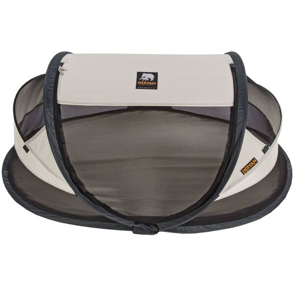 DERYAN Разгъваща се кошара Baby Luxe с мрежа против комари, кремава