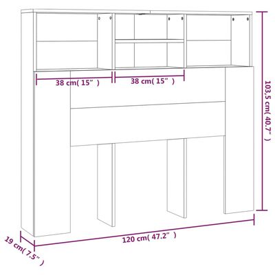 vidaXL Табла за легло тип шкаф, дъб сонома, 120x19x103,5 см