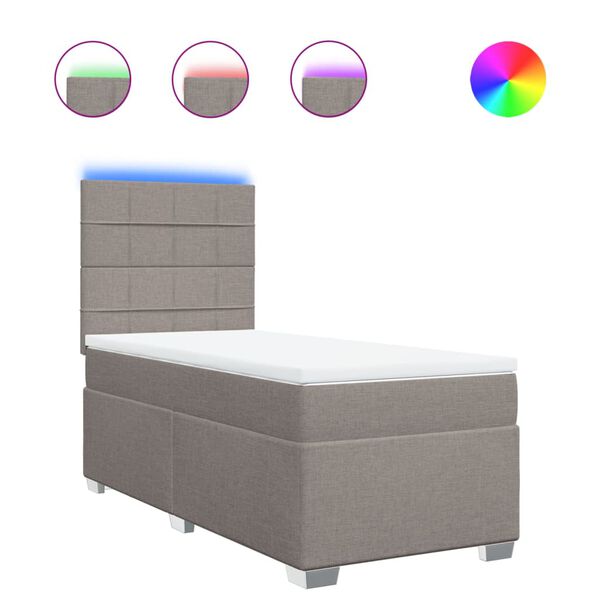 vidaXL Боксспринг легло с матрак, таупе, 90x190 см, плат