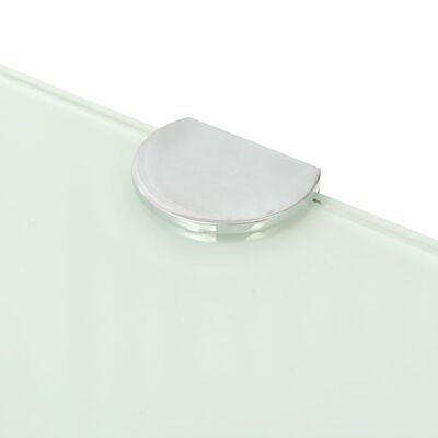 vidaXL Ъглови рафтове, 2 бр, бяло стъкло с държачи хром, 45x45 см