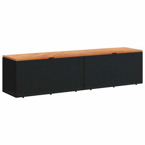 vidaXL Външна кутия за съхранение черна 220x50x54 см PE ратан акация