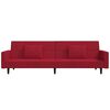 vidaXL 2-местно канапе с две възглавници, виненочервено, кадифе