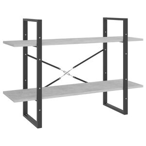 vidaXL 2-етажна библиотека, бетонно сив, 100x30x70 см, инженерно дърво