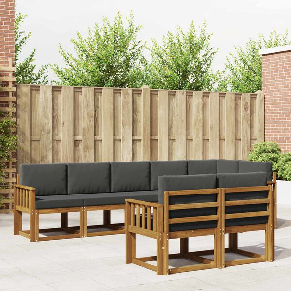 vidaXL Комплект дивани за открито 8 pcs Натурален и Антрацит