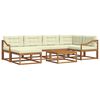 vidaXL Комплект дивани за открито 7 pcs Натурален и Крема