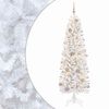 vidaXL Изкуствена тясна коледна елха с топка 180 см 300 LED светодиода