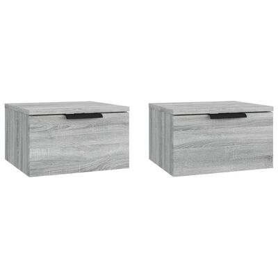 vidaXL Нощни шкафчета за стенен монтаж, 2 бр, сив сонома, 34x30x20 см
