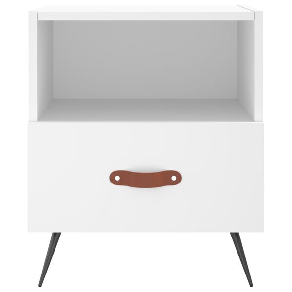 vidaXL Нощно шкафче, бяло, 40x35x47,5 см, инженерно дърво