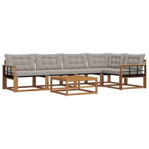 vidaXL Комплект дивани за открито 6 pcs Естествено и светло сиво
