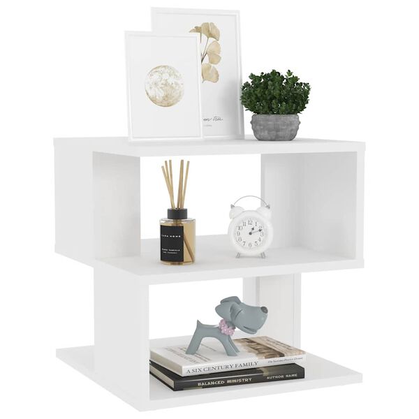 vidaXL Странична маса, бяла, 40x40x40 см, инженерно дърво