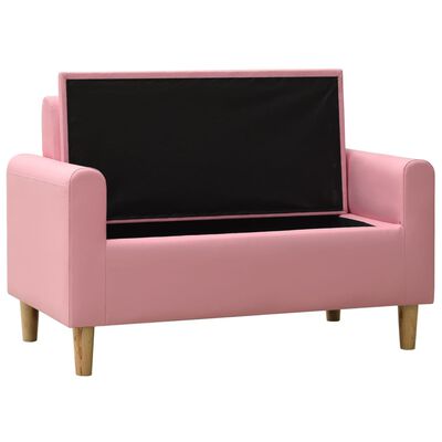 vidaXL 2-местен детски диван, розов, изкуствена кожа