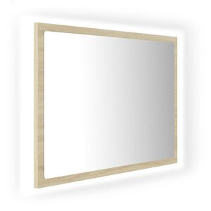 vidaXL LED огледало за баня, дъб сонома, 60x8,5x37 см, акрил