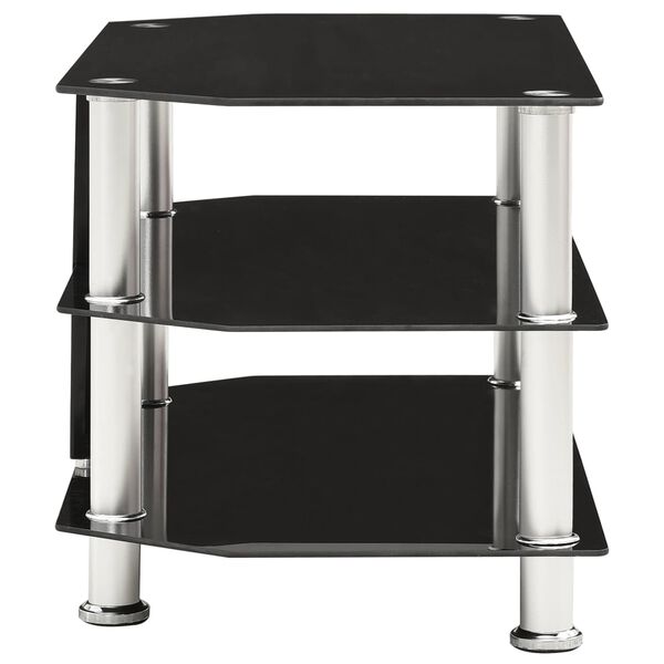 vidaXL ТВ шкаф, черен, 75x40x40 см, закалено стъкло