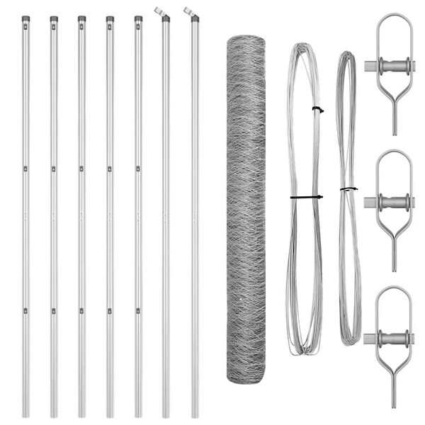 vidaXL Стълб за ограда. Сребрист 10 x 1,4 м (36 мм мрежа) Стомана