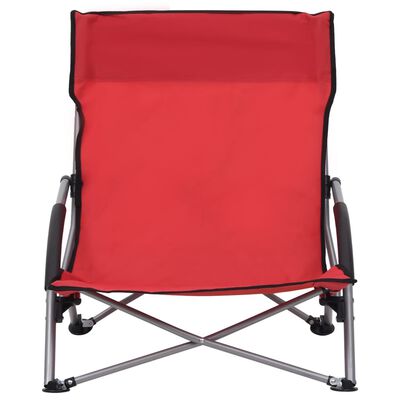 vidaXL Сгъваеми плажни столове, 2 бр, червени, текстил